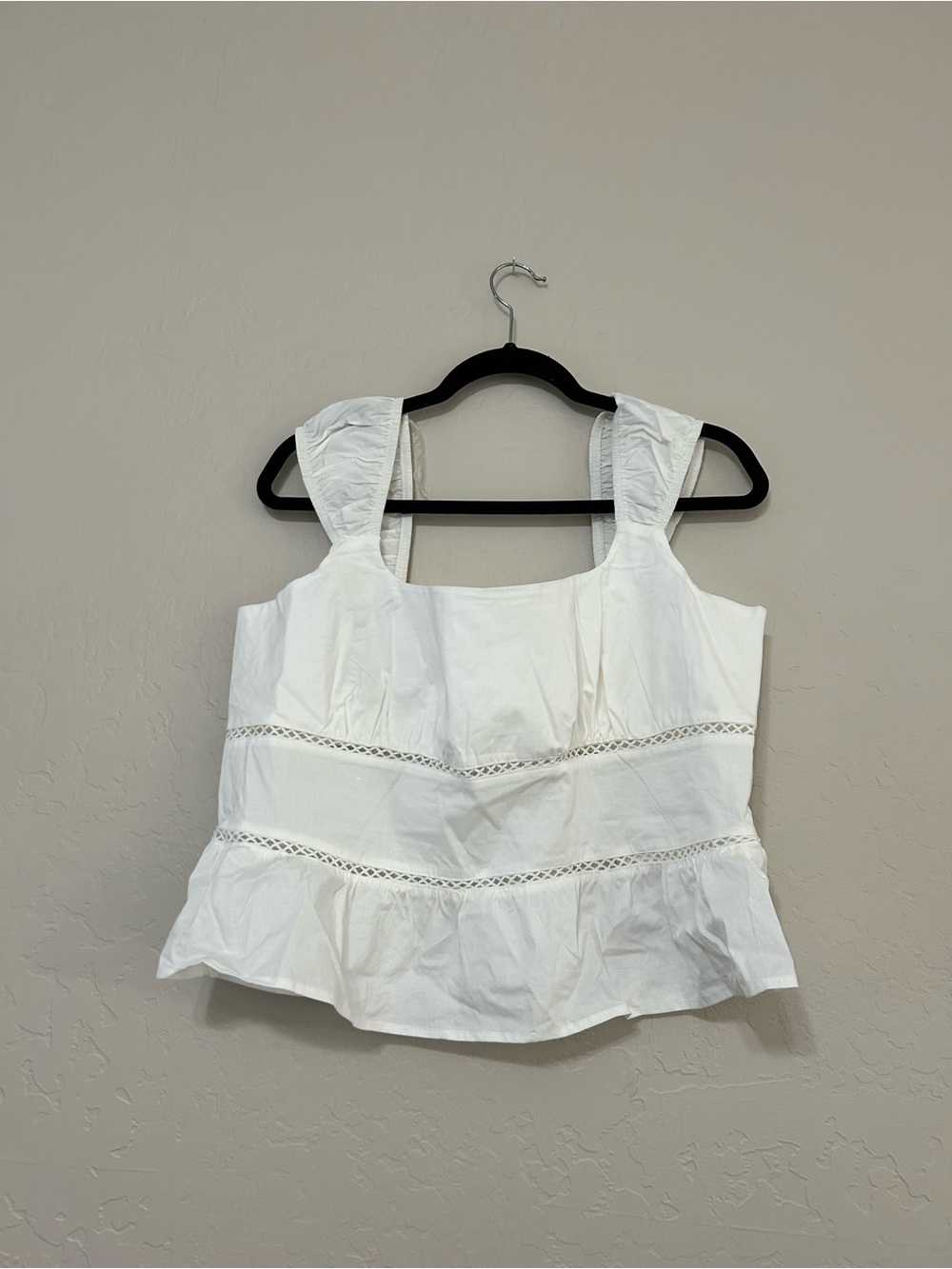 wild fable White Lace-Trim Square Neck Camisole